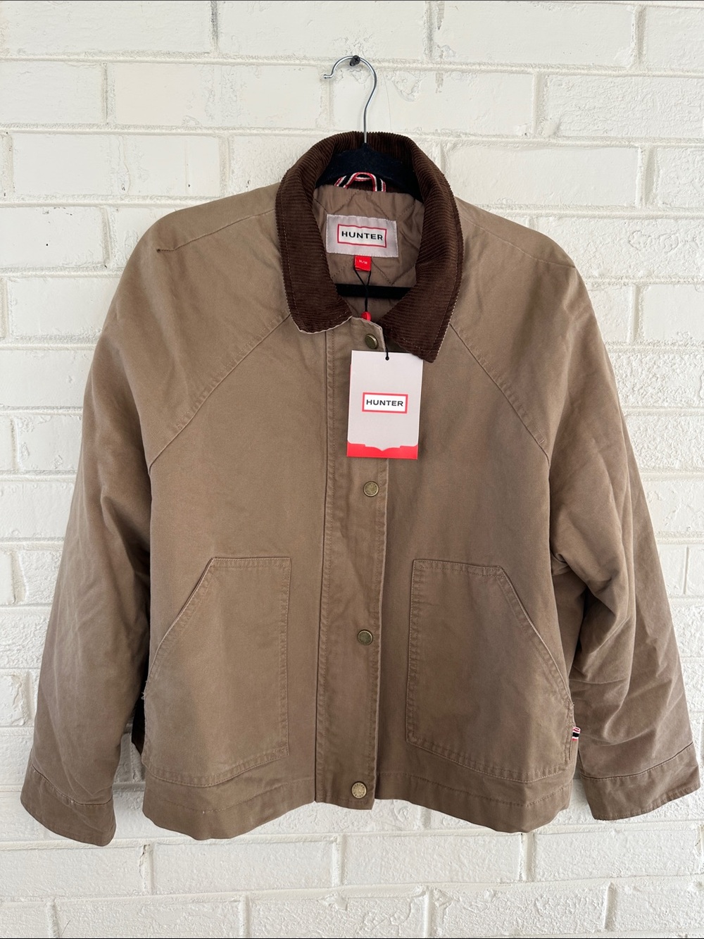 NWT Hunter Oversized Barn Chore Utility Jacket M Casual Tan Chocolate Brown